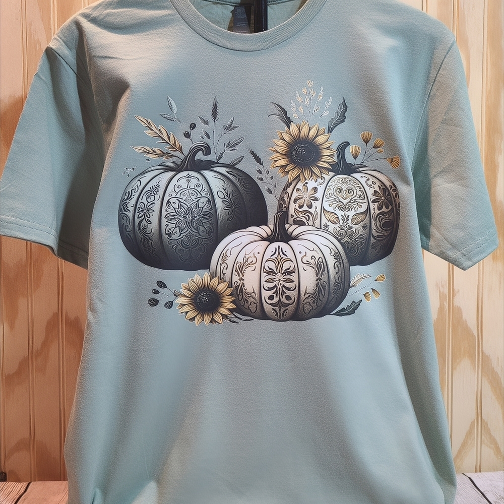 🎃 Harvest Blooms Tee – Cozy Fall Vibes in Sage 🌻